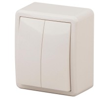 Выключатель 2-клавишный 11-1204-02 , 10АХ-250В, ОУ, Эксперт, Слоновая кость Б0020664  ЭРА