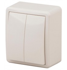 Выключатель 2-клавишный 11-1204-02 , 10АХ-250В, ОУ, Эксперт, Слоновая кость Б0020664  ЭРА