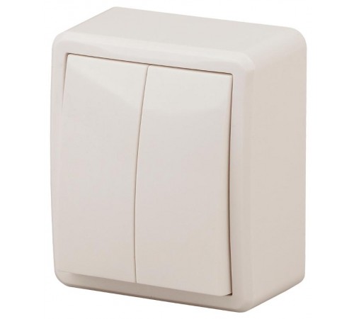 Выключатель 2-клавишный 11-1204-02 , 10АХ-250В, ОУ, Эксперт, Слоновая кость Б0020664  ЭРА