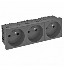 Розетка тройная 0° франц. стандарт, 250 В, 16A (черный) (STD-F0 SWGR3)  6120200  OBO Bettermann
