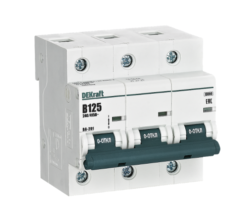 Автоматический выключатель 3Р 125А х-ка B ВА-201 10кА  13044DEK  DEKraft
