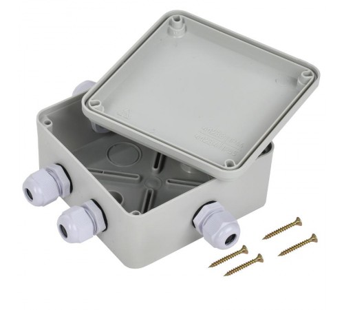 Коробка распределительная КМ41330 для о/п 100х100х50 мм IP55 (RAL7035, гермовводы PG9 5 шт)  UKO10-100-100-050-K51-55  IEK