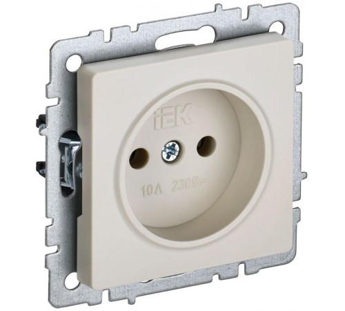 BRITE Розетка без заземления без шторок10А РС10-1-0-БрКр бежевый  BR-R10-10-K10  IEK