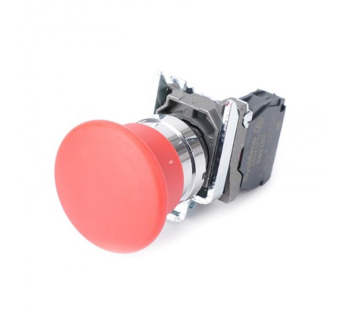 Кнопка с гриб головкой SB4 в сборе 22мм 40мм красная с возвратом металл 1НЗ  SB4BC42  SE