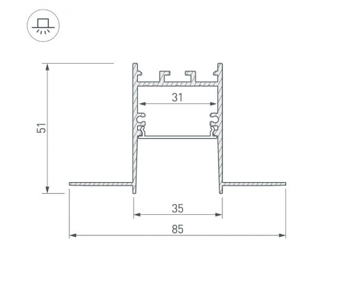 Профиль SL-COMFORT32-FANTOM-2000 ANOD (Arlight, Алюминий)  033276  Arlight
