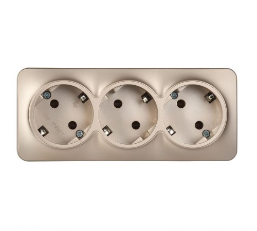 GLORY Розетка 3-местная с з/к без з/ш о/у 16А РС23-3-ХШм шампань матовый  ERH31-K37M-16  IEK