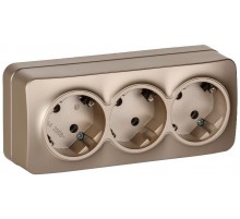 GLORY Розетка 3-местная с з/к без з/ш о/у 16А РС23-3-ХШм шампань матовый  ERH31-K37M-16  IEK
