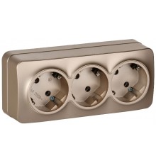 GLORY Розетка 3-местная с з/к без з/ш о/у 16А РС23-3-ХШм шампань матовый  ERH31-K37M-16  IEK