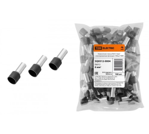 Наконечник-гильза Е6012 6мм2 с изолированным фланцем (100шт)   SQ0512-0004  TDM