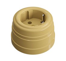 Розетка пластиковая, двухполюсная, с заземляющим контактом, IP 20, цвет - песочное золото, серия УСАДЬБА, ТМ МЕЗОНИНЪ