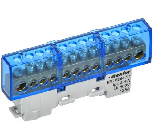 TEKFOR Шина N "ноль" изолированная на универсальном держателе 8х12-12-С  TF-NN20-12-KL-K07  IEK