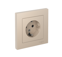 AtlasDesign Песочный Розетка с заземлением со шторками, 16А, в сборе  ATN001244  SE