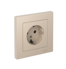 AtlasDesign Песочный Розетка с заземлением со шторками, 16А, в сборе  ATN001244  SE