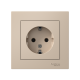 AtlasDesign Песочный Розетка с заземлением со шторками, 16А, в сборе  ATN001244  SE