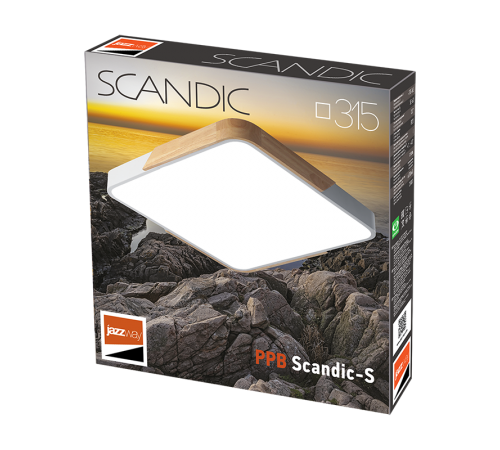 Светильник светодиодный бытовой PPB Sсandic-S 24w 4000K GR/W с деревянной планкой IP20 300*300*50  .5037359  JAZZWAY