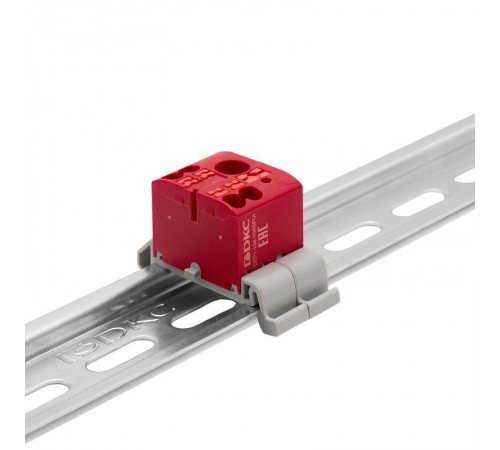 Блок распределительный, зажим push-in, 1 ввод 6 кв.мм, 4 точки подключения 2,5 кв.мм, красный  DTP1-104-104SPUR  DKC