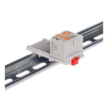 Блок распределительный с верт. адапт. на рейки шириной 15/35мм, зажим push-in, 1 ввод 6 кв.мм, 4 точки подкл. 2,5 кв.мм, серый  DTP1-104-104SPUG-V  