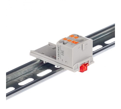 Блок распределительный с верт. адапт. на рейки шириной 15/35мм, зажим push-in, 1 ввод 6 кв.мм, 4 точки подкл. 2,5 кв.мм, серый  DTP1-104-104SPUG-V  