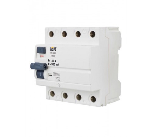 Выключатель дифференциальный (УЗО) R10N 4P 40А 300мА тип A ARMAT  AR-R10N-4-040A300  IEK