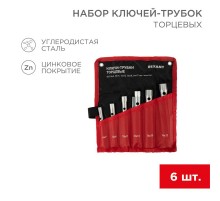 Набор ключей-трубок торцевых 8х17 мм, вороток, оцинкованные, 6 шт.  12-5874-2  REXANT