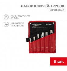 Набор ключей-трубок торцевых 8х17 мм, вороток, оцинкованные, 6 шт.  12-5874-2  REXANT
