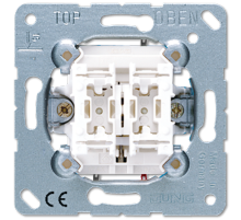 Балансирный кнопочный механизм для жалюзи, двухклавишный, с механической блокировкой от одновременного нажатия, 1 двигатель, пружинные зажимы; не подх