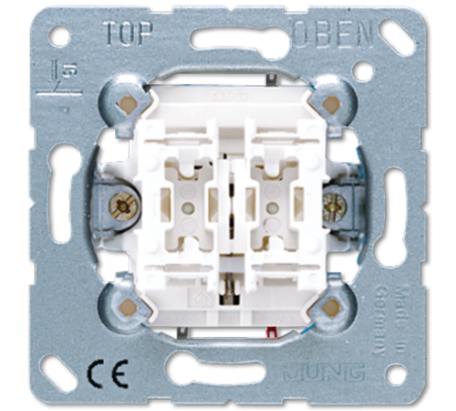 Балансирный кнопочный механизм для жалюзи, двухклавишный, с механической блокировкой от одновременного нажатия, 1 двигатель, пружинные зажимы; не подх