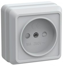 ОКТАВА белый Розетка 1-местная О/У б/з со шторками 10А РСш20-2-ОБ  ERO13-K01-10-DC  GENERICA