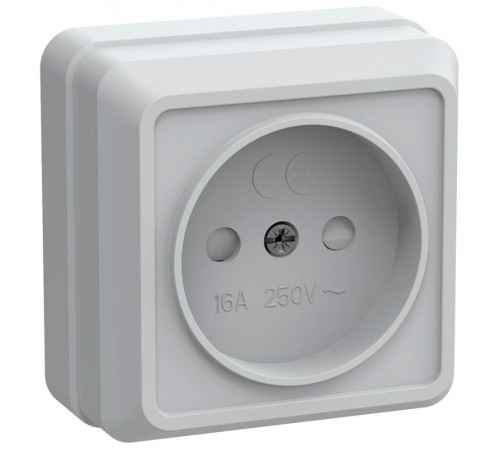 ОКТАВА белый Розетка 1-местная О/У б/з со шторками 10А РСш20-2-ОБ  ERO13-K01-10-DC  GENERICA