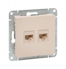 Механизм розетки RJ45 - 2шт, (cat5), кремовый Эпика  UP1-SOI-2RJ45-5 EKF