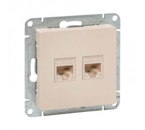 Механизм розетки RJ45 - 2шт, (cat5), кремовый Эпика  UP1-SOI-2RJ45-5 EKF