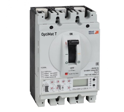 Выключатель автоматический с блоком защиты от токов утечки OptiMat T400L-RCA ETA 400A 4P  356990  КЭАЗ