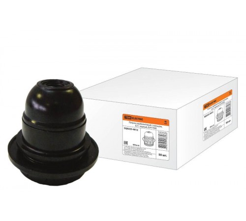 Патрон с кольцом карболитовый Е27 черный, Б/Н  SQ0335-0012  TDM