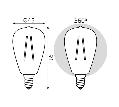 Лампа светодиодная Basic Filament ST45 4,5W 470lm 2700К Е14 LED 1/10/50  1141115  Gauss