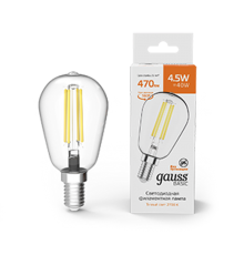 Лампа светодиодная Basic Filament ST45 4,5W 470lm 2700К Е14 LED 1/10/50  1141115  Gauss