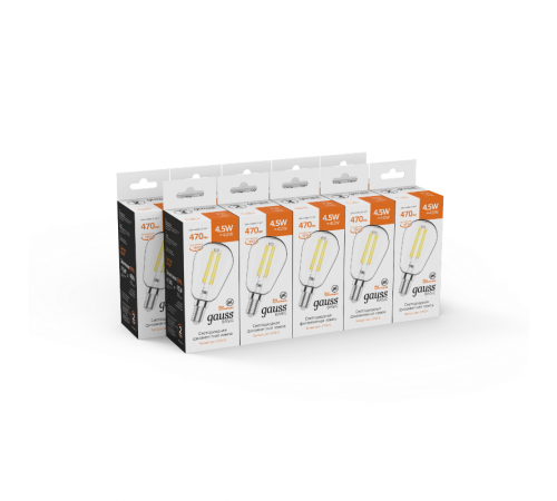 Лампа светодиодная Basic Filament ST45 4,5W 470lm 2700К Е14 LED 1/10/50  1141115  Gauss