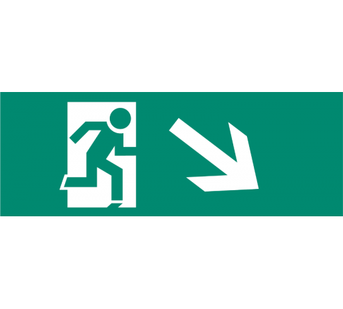 Наклейка для аварийного светильника S4 для ДСА-503 328*119 "Направление к эвак. выходу вниз налево" (штрифт нестандарт)  .5035164  ФАZA