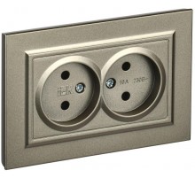 BRITE Розетка 2-ая без заземления без шторок10А в сборе РС12-2-БрШ шампань  BR-R20-10-K37-F  IEK
