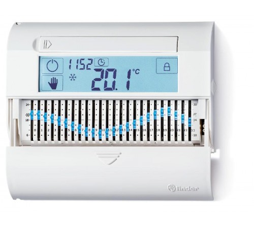 Комнатный цифровой термостат "Touch slide" с суточным таймером; сенсорный экран; питание 3В DС; 1СО 5А; монтаж на стену  1C6190030101PAS  Finder