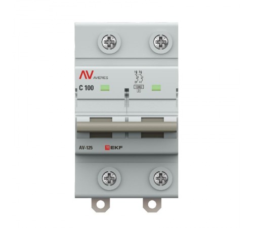 Выключатель автоматический AV-125 2P 100A (C) 10kA  AVERES mcb125-2-100C-av EKF