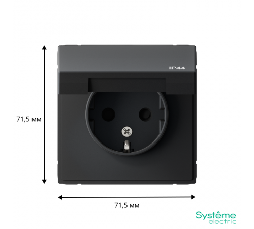 ArtGallery Карбон Розетка с заземлением, со шторками, с крышкой, 16А, IP44, механизм  GAL441046  SE