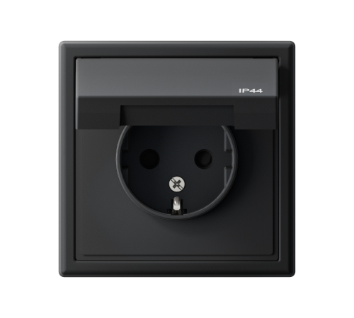 ArtGallery Карбон Розетка с заземлением, со шторками, с крышкой, 16А, IP44, механизм  GAL441046  SE