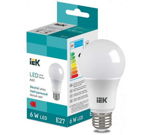 Лампа светодиодная Bulb A60 510lm 4000K E27  LL-I-A60-6-230-40-E27  IEK