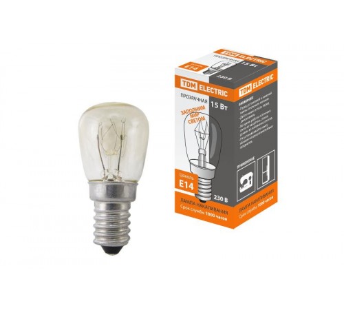 Лампа накаливания ЛОН РН(ПШ)-230-15, 15 Вт, 230 В, Е14, к\коробка  SQ0332-0140  TDM