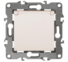 12-2003-02  Розетка с заземлением со шторками с крышкой, 16А-250В, б.л., Эра12, слоновая кость  Б0038807  ЭРА