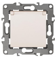 12-2003-02  Розетка с заземлением со шторками с крышкой, 16А-250В, б.л., Эра12, слоновая кость  Б0038807  ЭРА