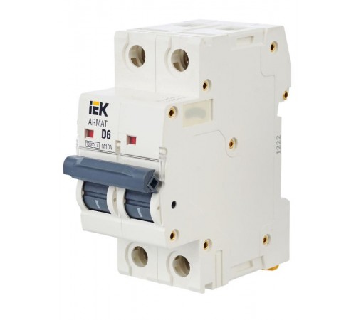 Выключатель автоматический двухполюсный M10N 2P D 6А 10кА ARMAT  AR-M10N-2-D006  IEK