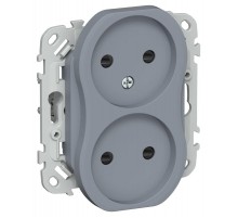 FLITE Розетка 2-ая без заземления со шторками быстрозажимные клеммы 10А РСш02-1-ФлМ маренго  FI-R23-10-1-K35  IEK