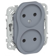 FLITE Розетка 2-ая без заземления со шторками 10А РСш02-0-ФлМ маренго  FI-R23-10-K35  IEK