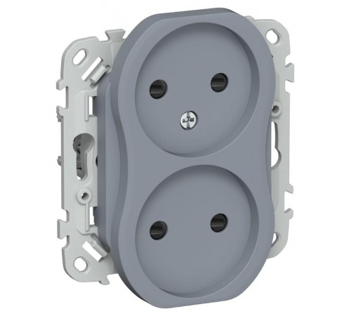 FLITE Розетка 2-ая без заземления со шторками быстрозажимные клеммы 10А РСш02-1-ФлМ маренго  FI-R23-10-1-K35  IEK